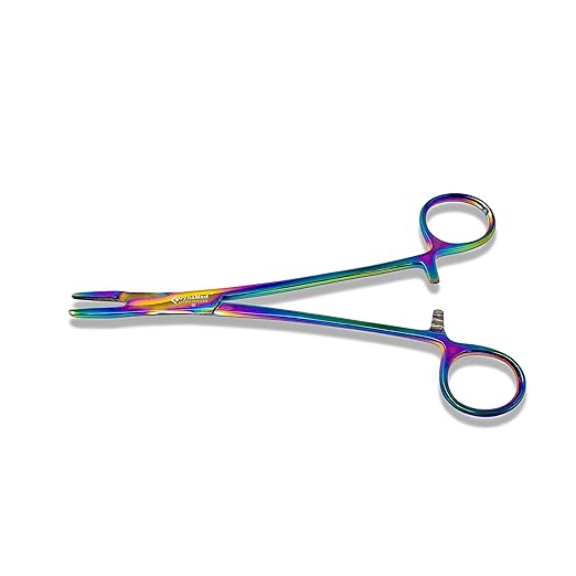eedle Holder Driver with Multicolor/Rainbow Titanium Coating